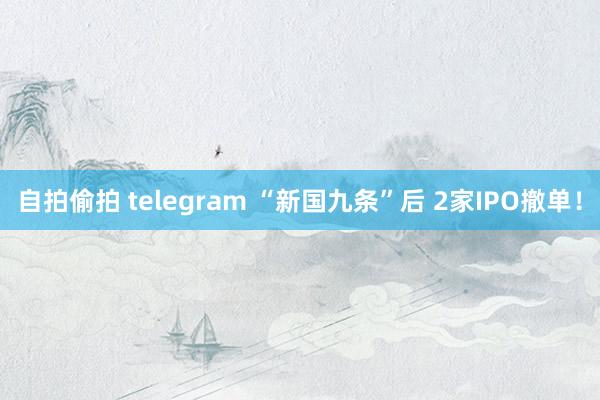 自拍偷拍 telegram “新国九条”后 2家IPO撤单！