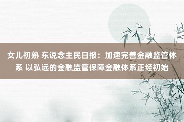 女儿初熟 东说念主民日报：加速完善金融监管体系 以弘远的金融监管保障金融体系正经初始