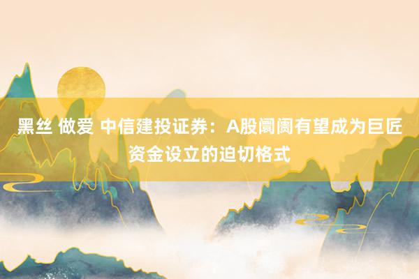 黑丝 做爱 中信建投证券：A股阛阓有望成为巨匠资金设立的迫切格式