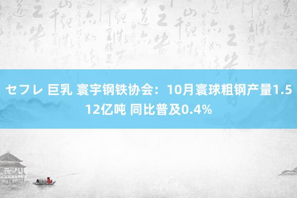 セフレ 巨乳 寰宇钢铁协会：10月寰球粗钢产量1.512亿吨 同比普及0.4%