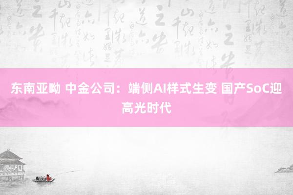 东南亚呦 中金公司：端侧AI样式生变 国产SoC迎高光时代